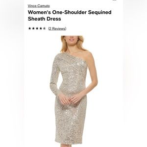 EUC Vince Camuto one-sleeved dress silver